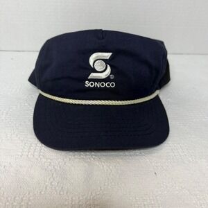 Vintage Sonoco‎ Rope Hat Navy Blue Snapback Trucker Baseball Cap Made USA